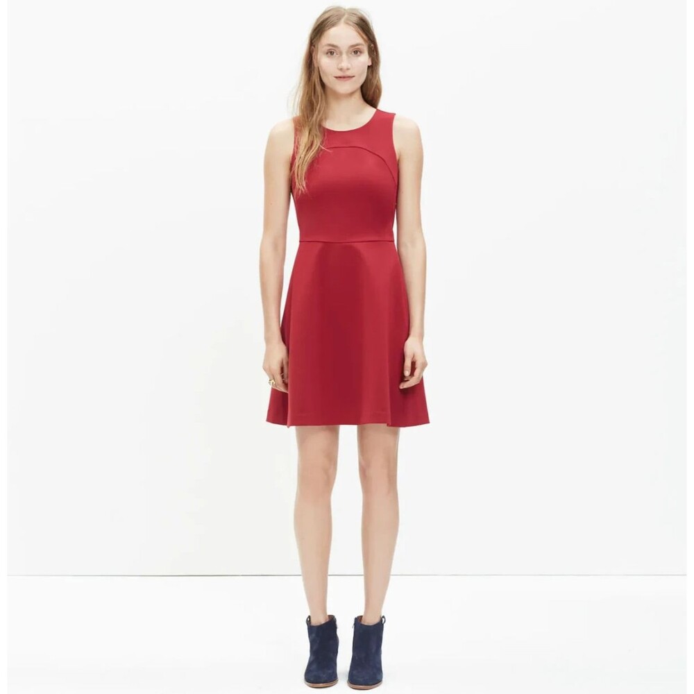 Madewell Size 2 1937 Adore Mini Dress Wine Red Sleeveless Fit and Flare Back Zip